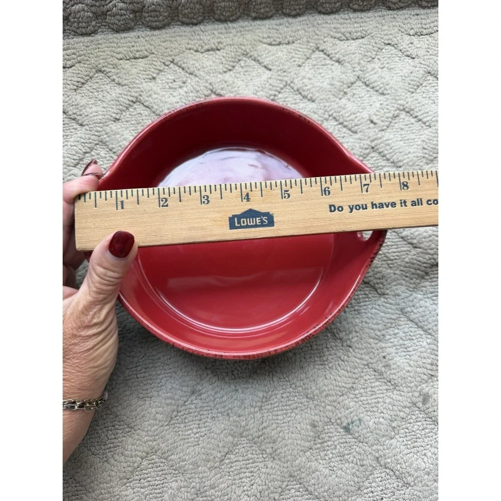 Aaron Sanchez Culture in the Kitchen Ceramic Baking round handle dish Red